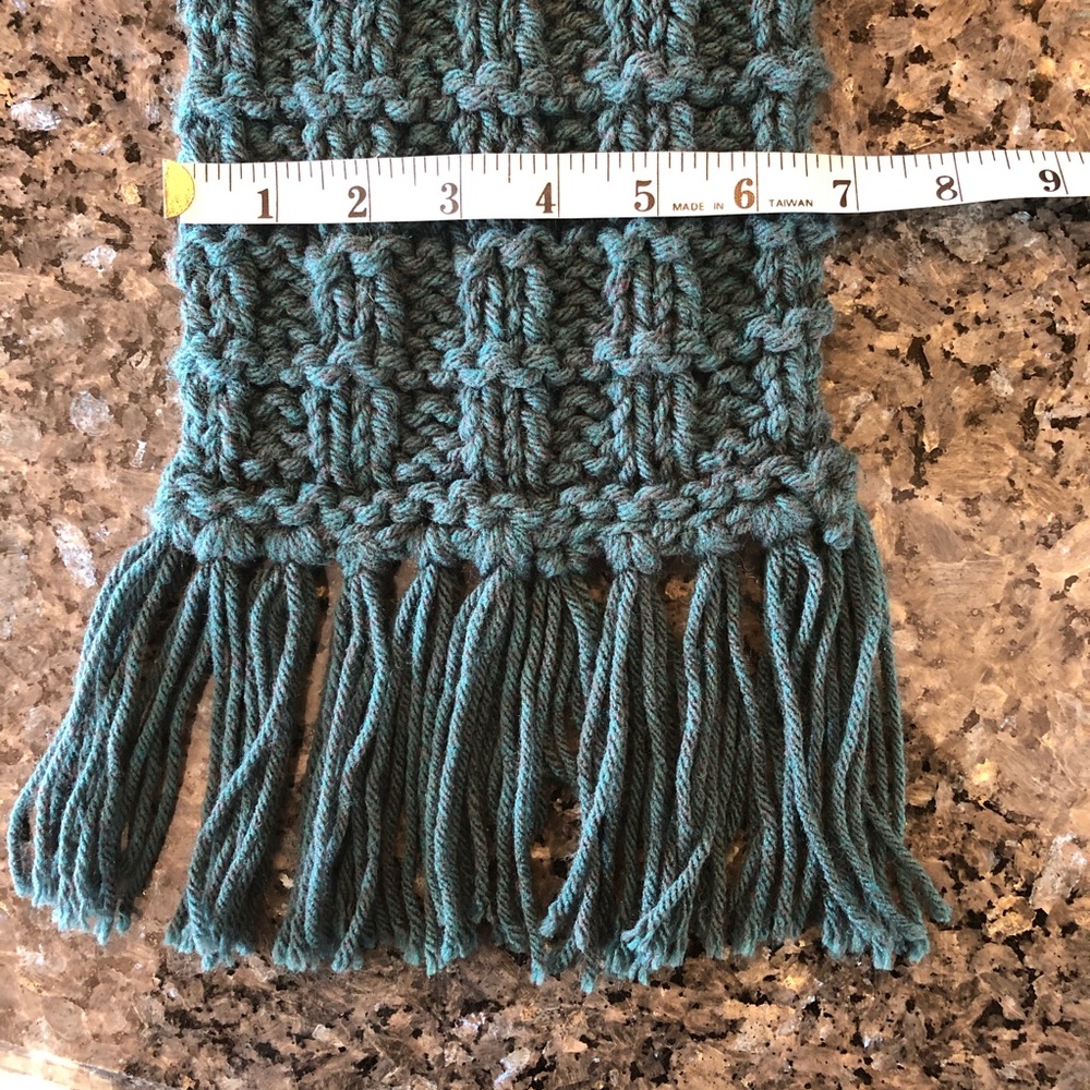 Handmade Long Teal Blue Scarf - Picture 4 of 4